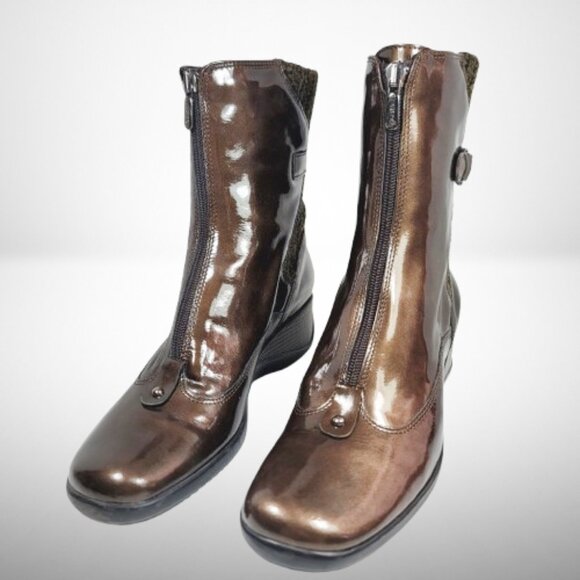 Aquaitalia Miracle Waterproof Front Zipped Boots in Hazelnut Patent Leather - Picture 16 of 16